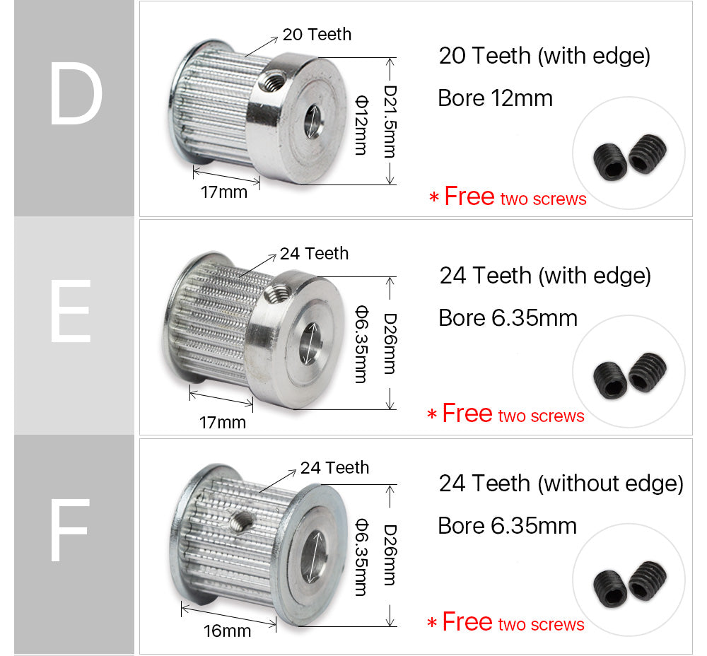 Timing Belt Pulley Synchronous Gear 6.35/8/12mm