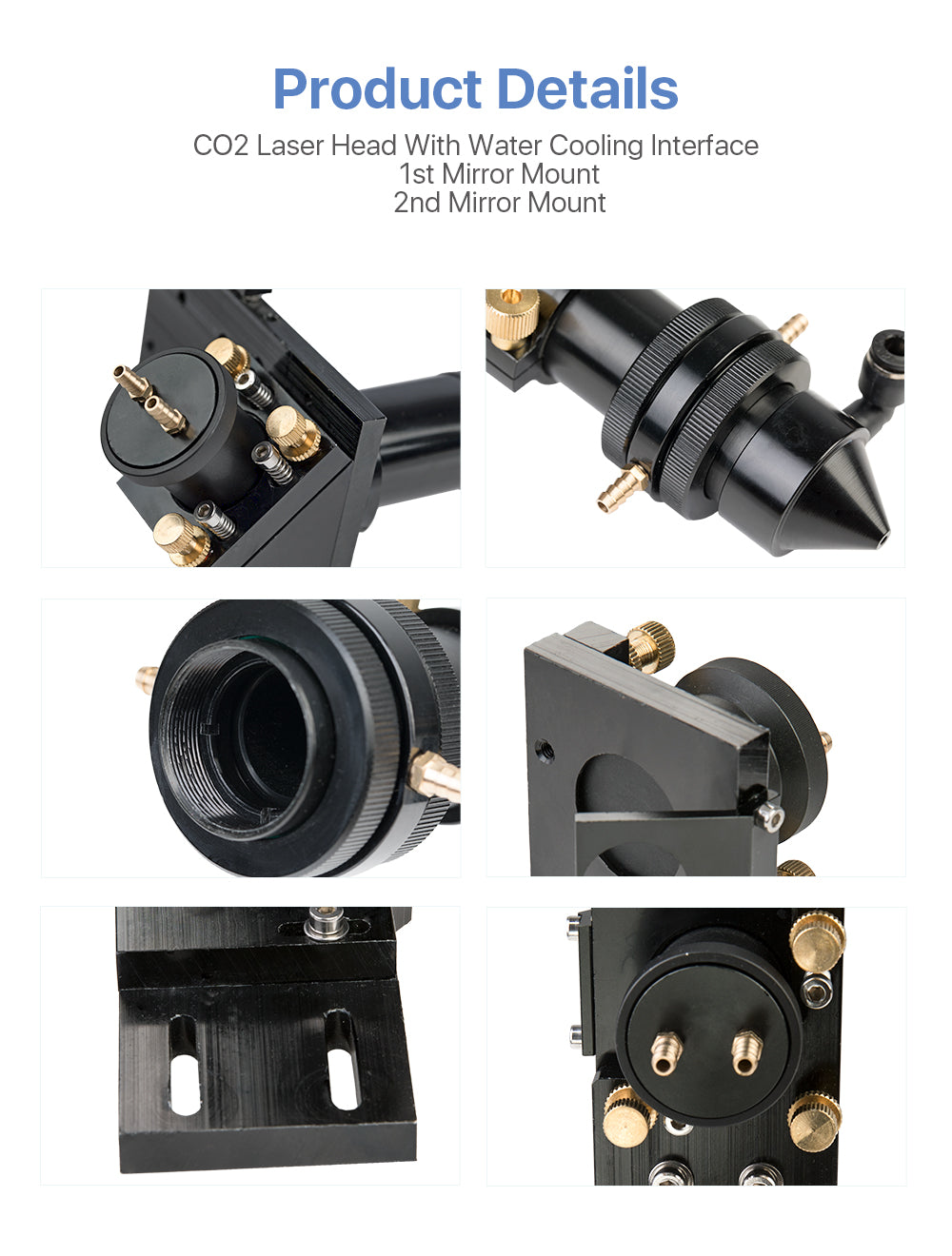 CO2 Laser Head /Mirror Mount / Set with water cooling interface