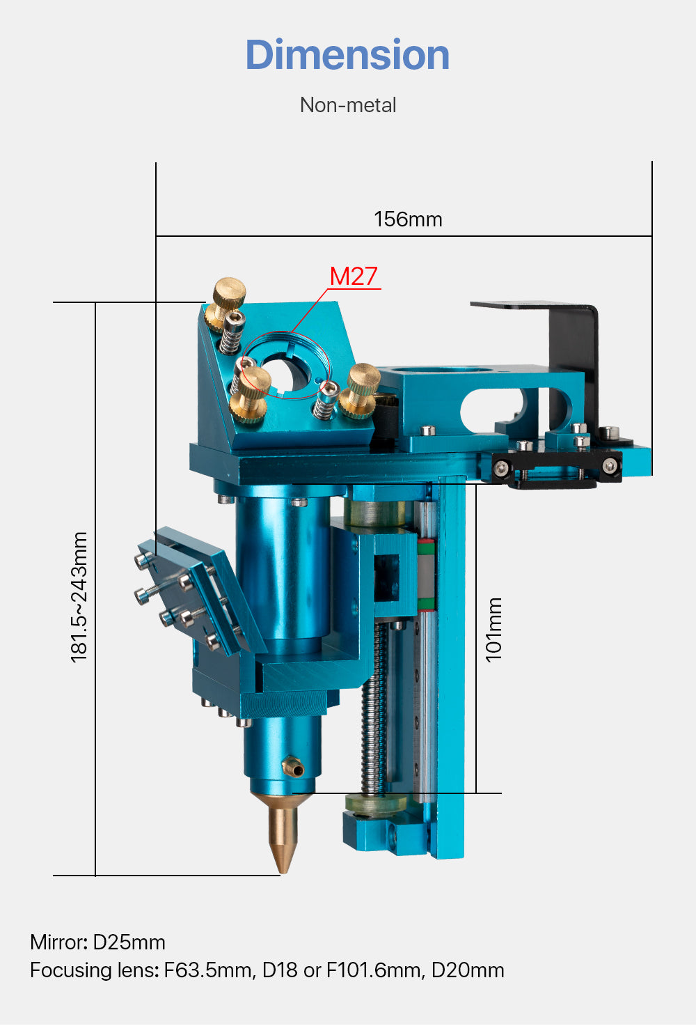 CO2 Laser Cutting Head Non-meta Auto Focus Laser Head