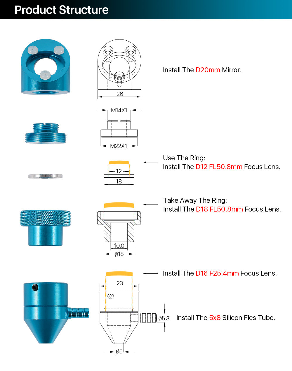 Raylasers K Series K40 CO2 Laser Head