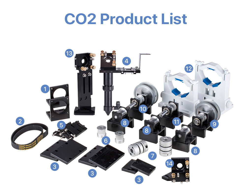 C Series CO2 Laser Metal Parts Mechanical Parts Set Transmission Laser head