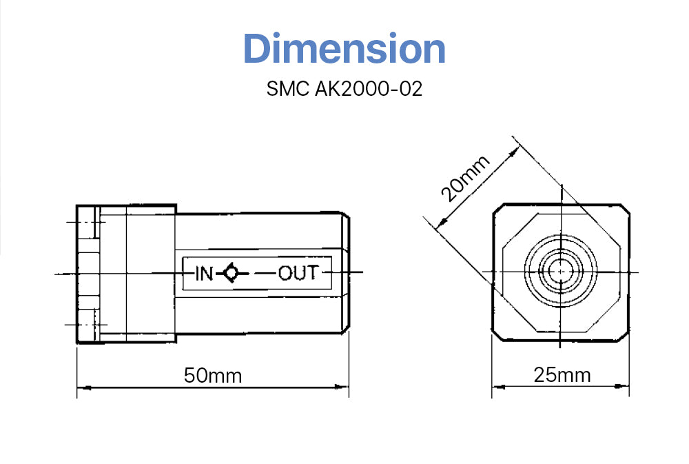 Air Check Valve OEM SMC AK2000-20 Max 1.5Mpa 1/4 Thread