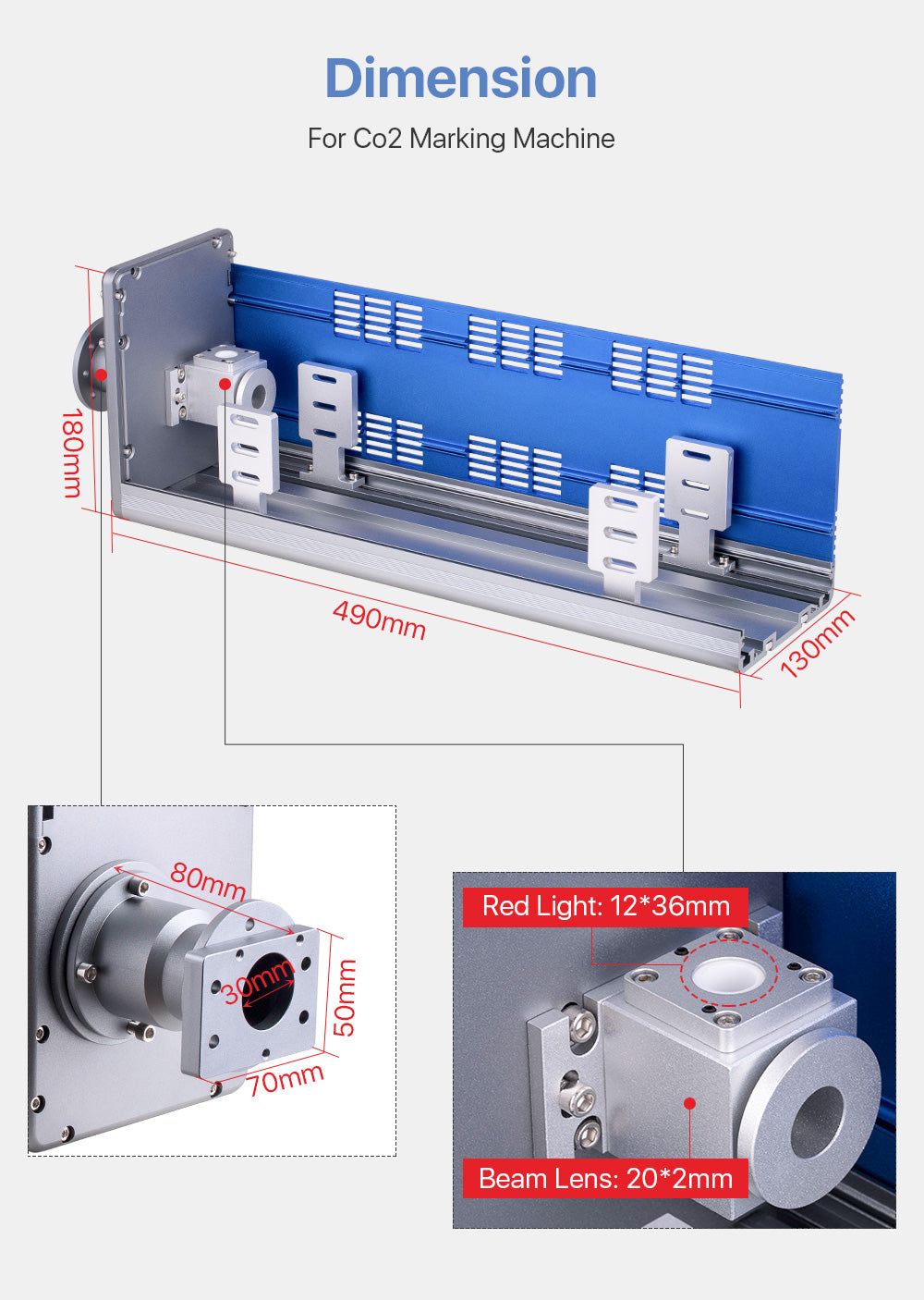 Raylasers CO2 Laser Module Path for CO2 Marking Machine