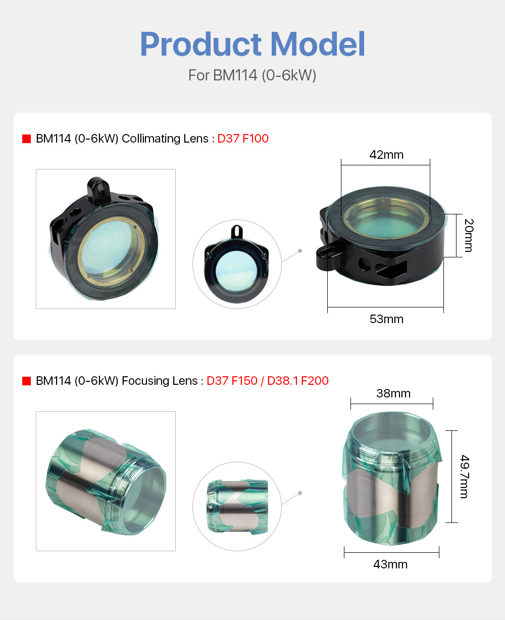 Raylasers Focusing & Collimating Lens With Lens Tube For Raytools BM114