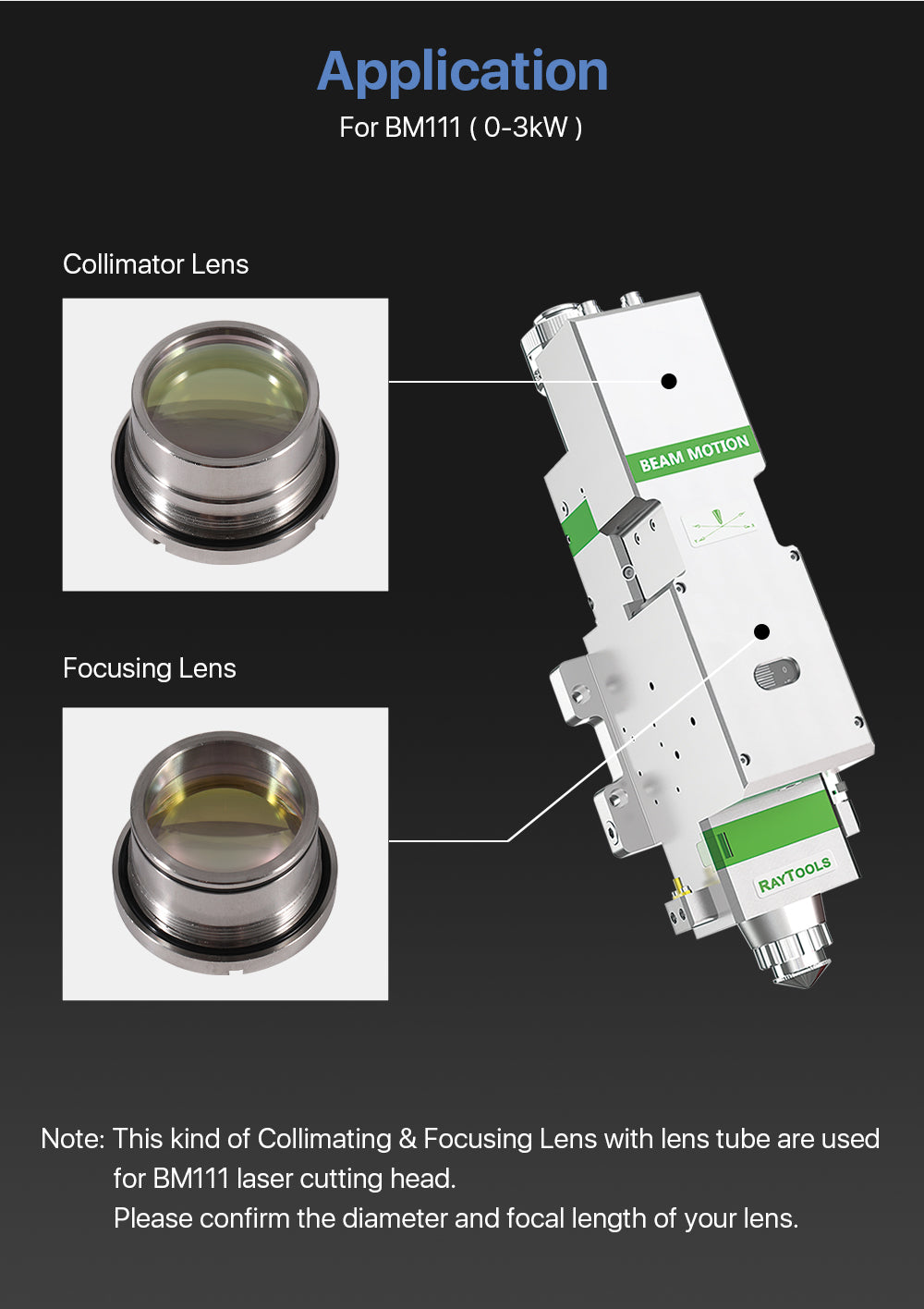 Raylasers Focusing & Collimating Lens With Lens Tube For Raytools BM111