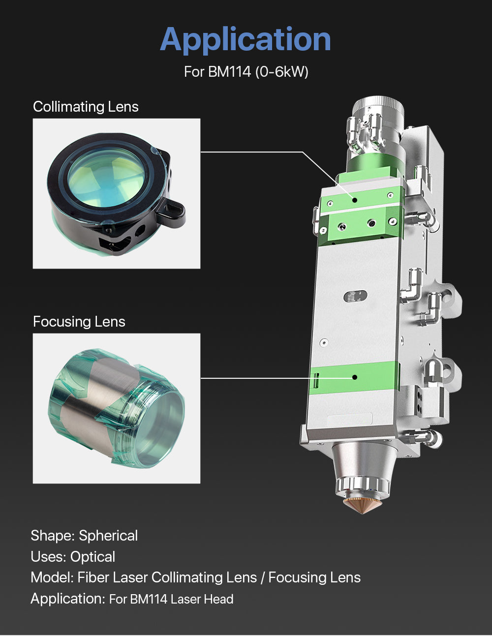 Raylasers Focusing & Collimating Lens With Lens Tube For Raytools BM114