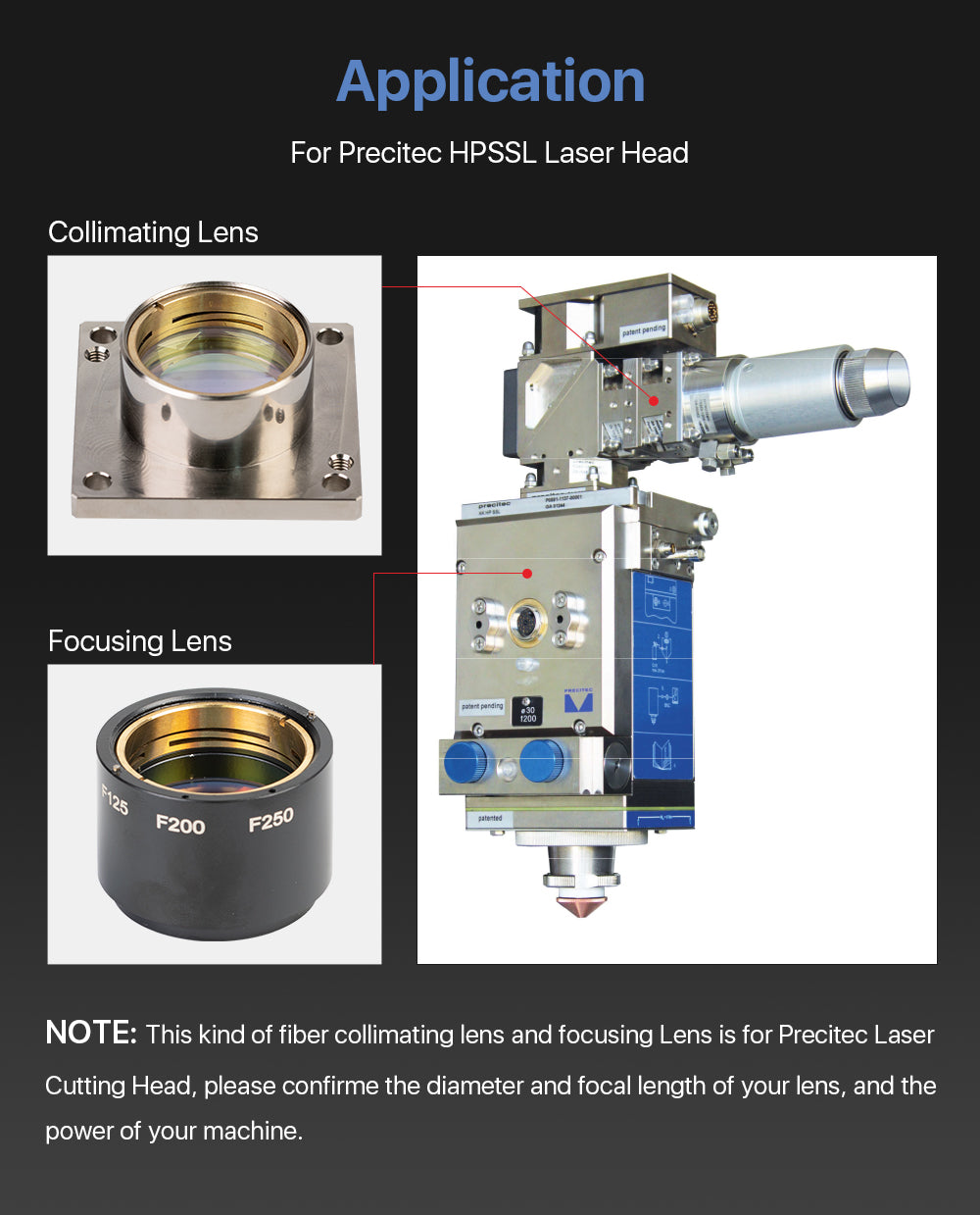 Raylasers Collimating & Focusing Lens For Precitec HPSSL Laser Cutting Head