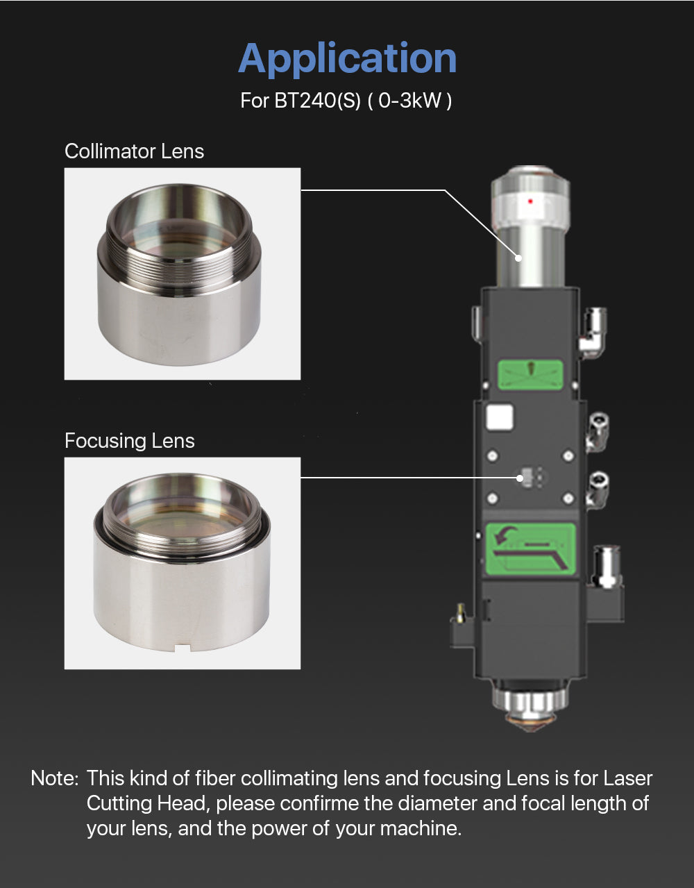 Raylasers Collimating & Focus Lens With Lens Tube For Raytools BT240(S)