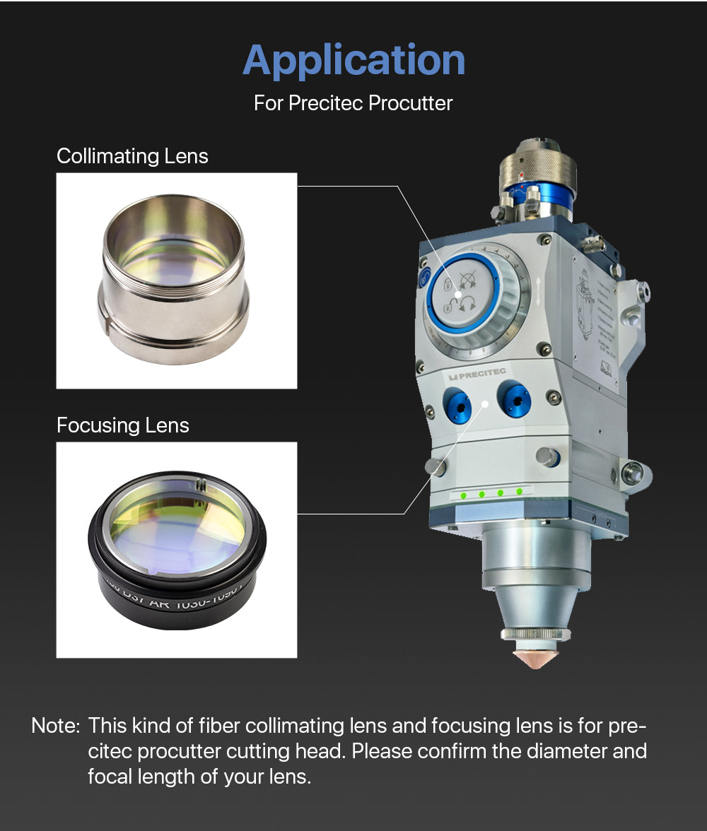 Raylasers Collimating & Focus Lens With Lens Tube For Precitec Procutter Cutting Head