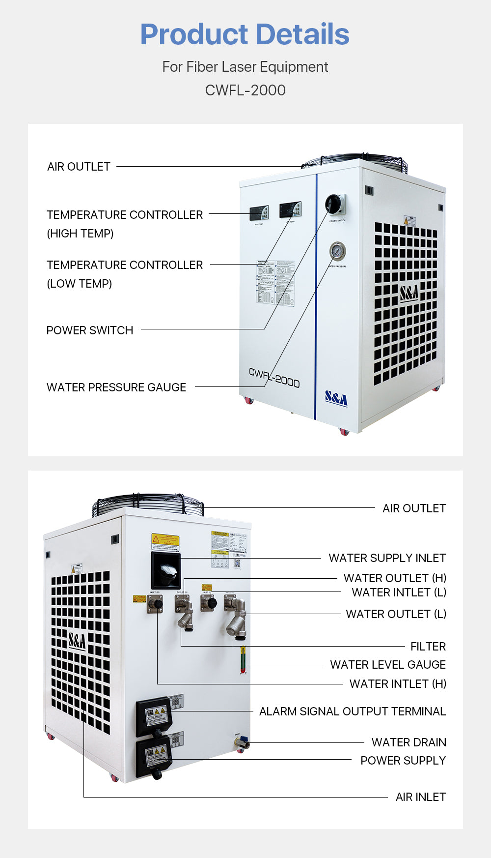 S&A Industrial Chiller（Fiber）CWFL-2000EN & 2000ANS & 2000BNS