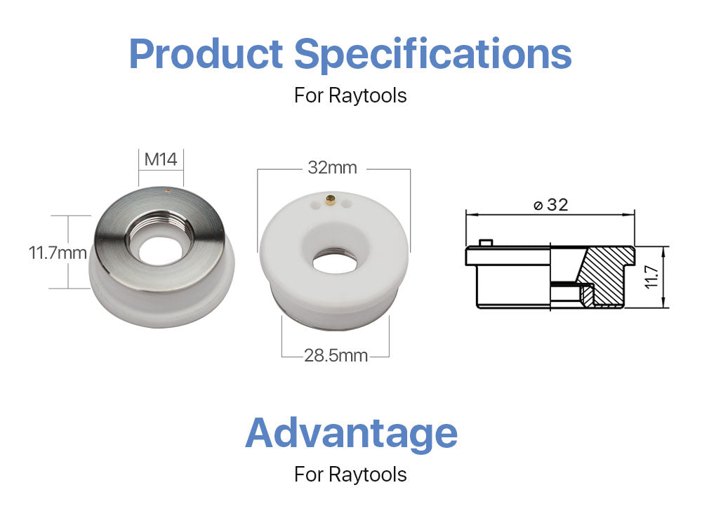 Raylasers Ceramic Parts Dia.32mm/28.5mm for Raytools Fiber Laser Head