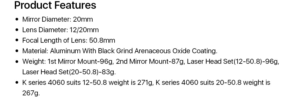 Raylasers K Series Black Laser Head Set With 1st Mirror Mount & 2nd Mirror Mount