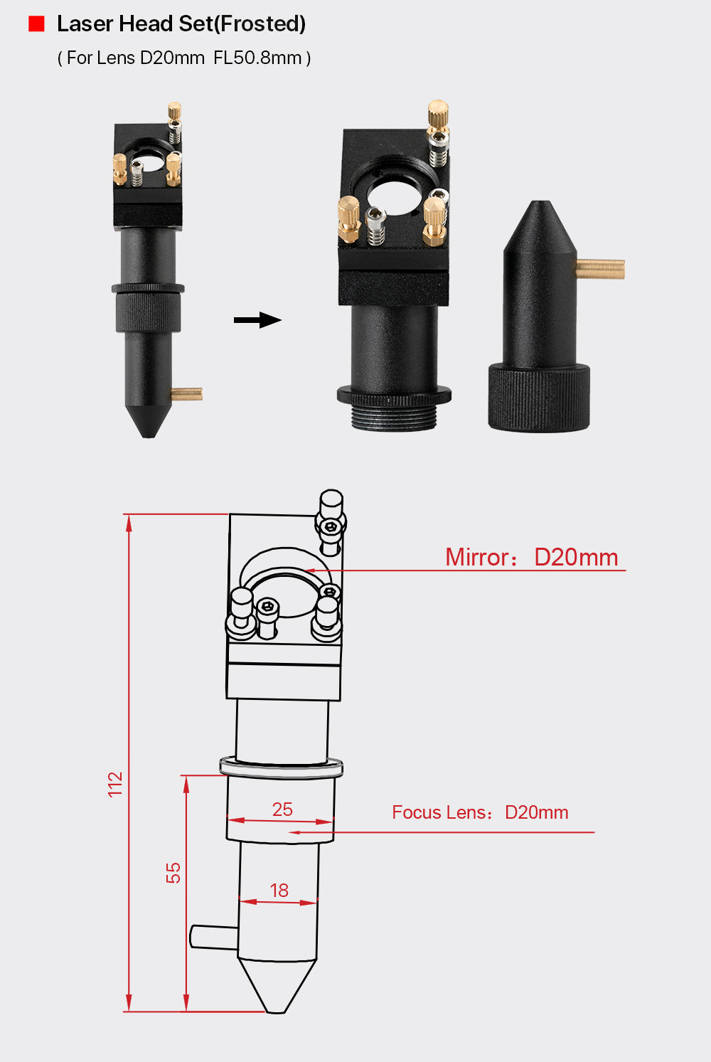 Raylasers K Series Black Laser Head Set With 1st Mirror Mount & 2nd Mirror Mount