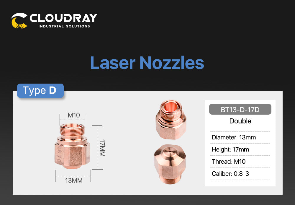 OEM Bystronic D Type Nozzles NK Double Layer H17 Caliber 1.0mm-3.0mm