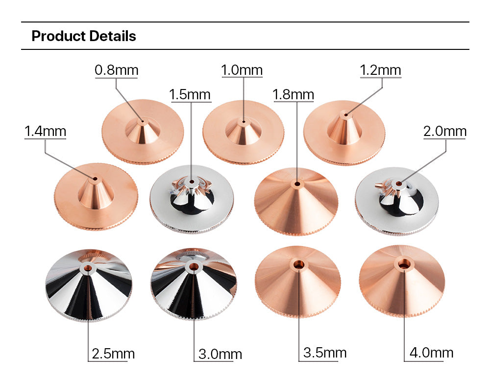 OEM Bystronic D Type Nozzles NK Double Layer H17 Caliber 1.0mm-3.0mm