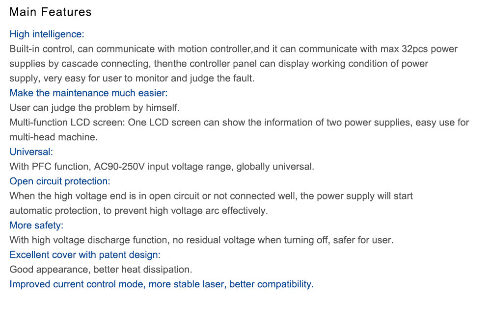 80-100W CO2 Laser Power Supply AC90-250V