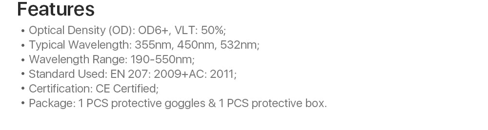 UV& Green Laser Safety Glasses