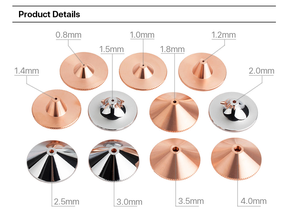 D Type OEM Precitec Laser Cutting Nozzle Single Layer Caliber 1.5mm and 2.0mm