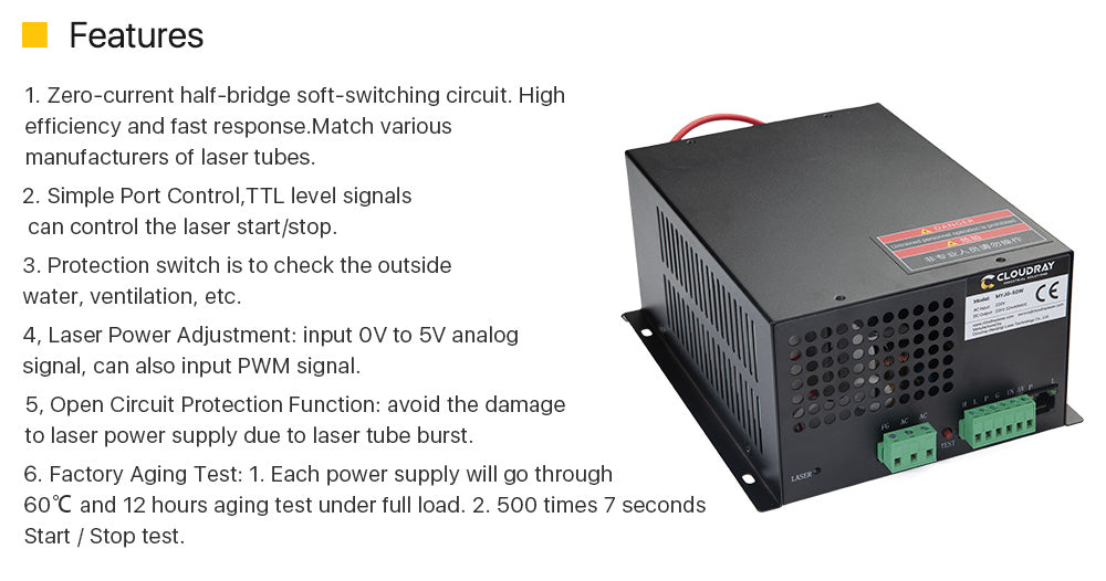 50W CO2 MYJG系列电源（黑壳）MYJG-50W 110/220V