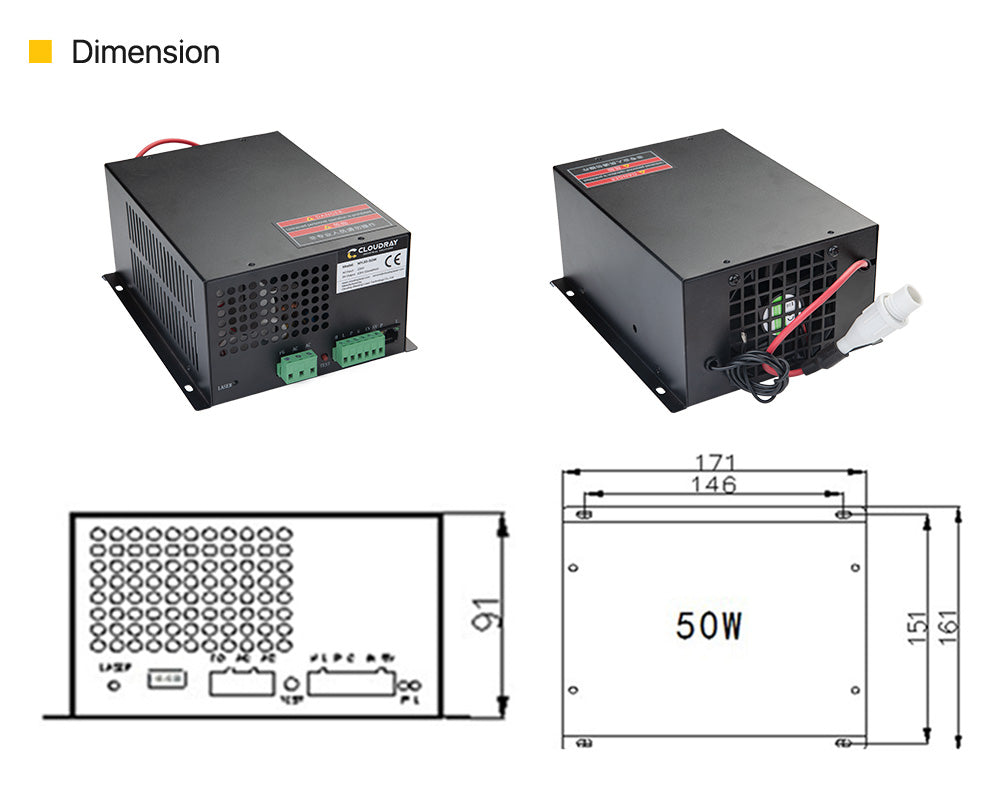 50W CO2 MYJG系列电源（黑壳）MYJG-50W 110/220V