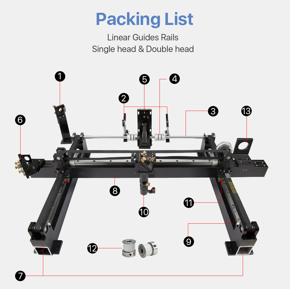 linear Guideways Rails for DIY CO2 Laser Engraving Cutting Machine