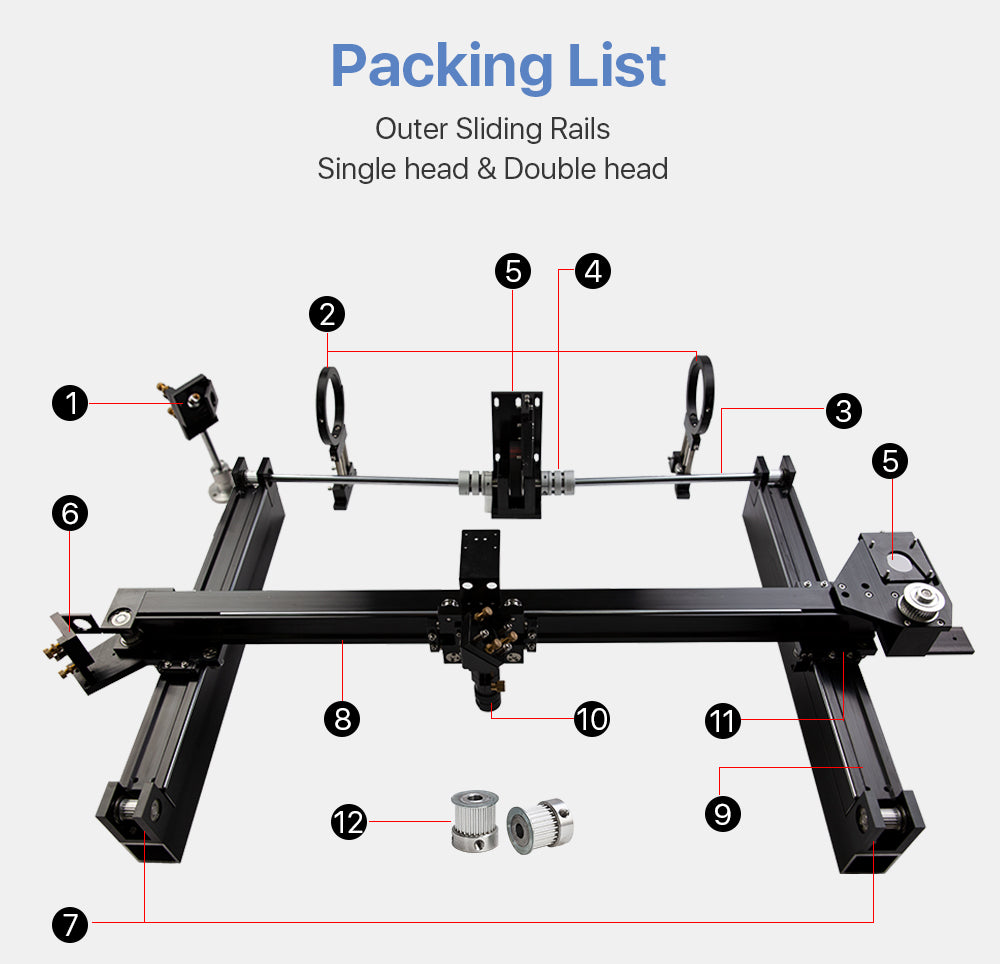 External Slide Guide Rails for DIY CO2 Laser Engraving Cutting Machine