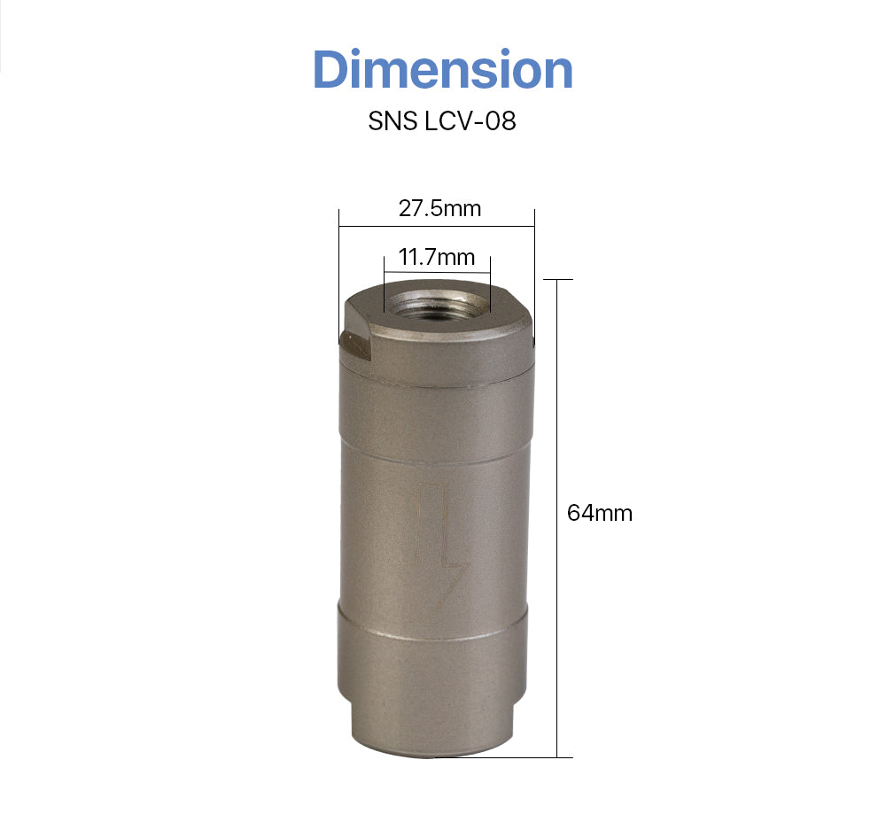 Non-Reture Valve SNS LCV-08 Port Size G1 / 4 11.7mm for Fiber Laser Cutting Machine Air System