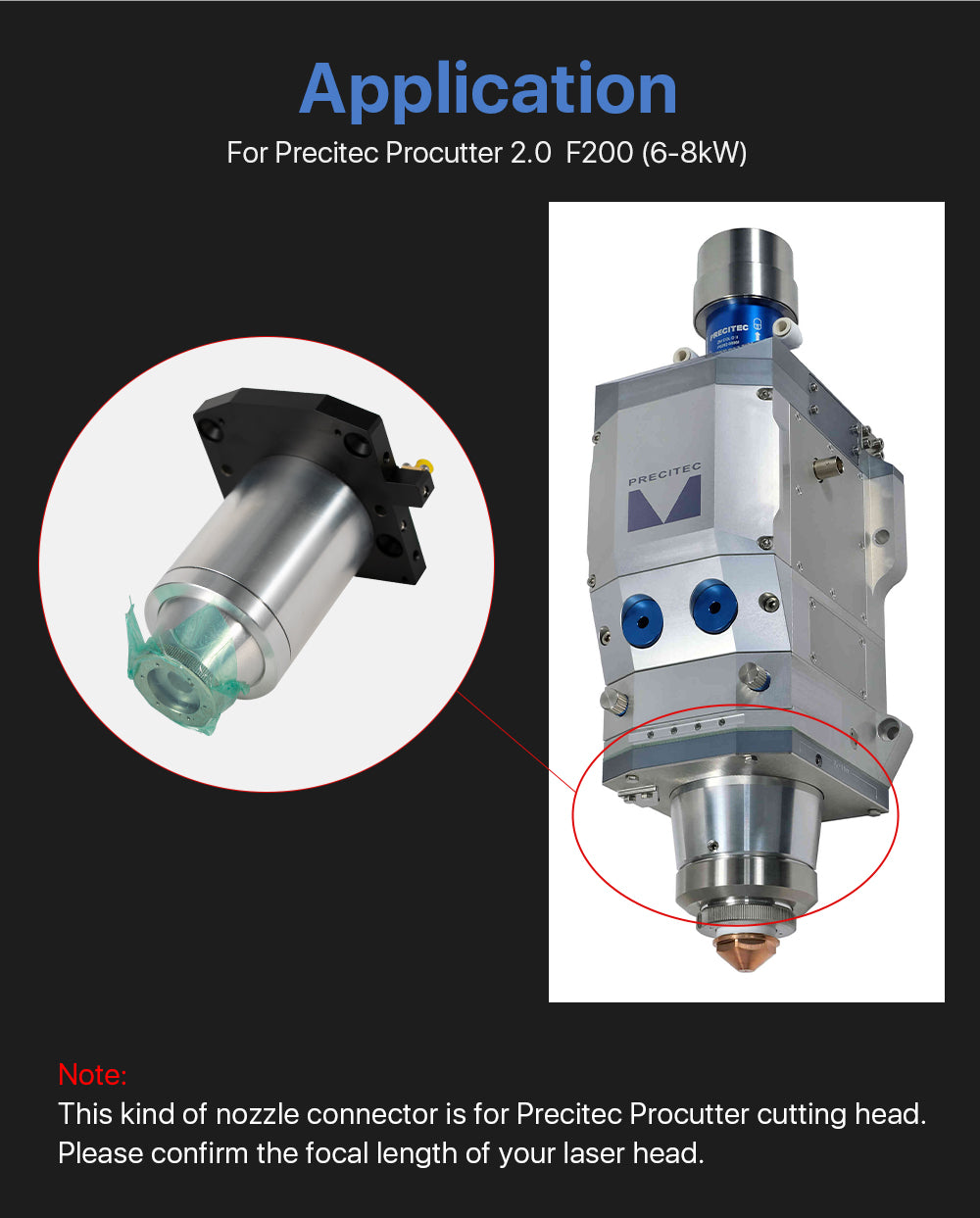 Raylasers Nozzle Connector For Precitec ProCutter ECO F200