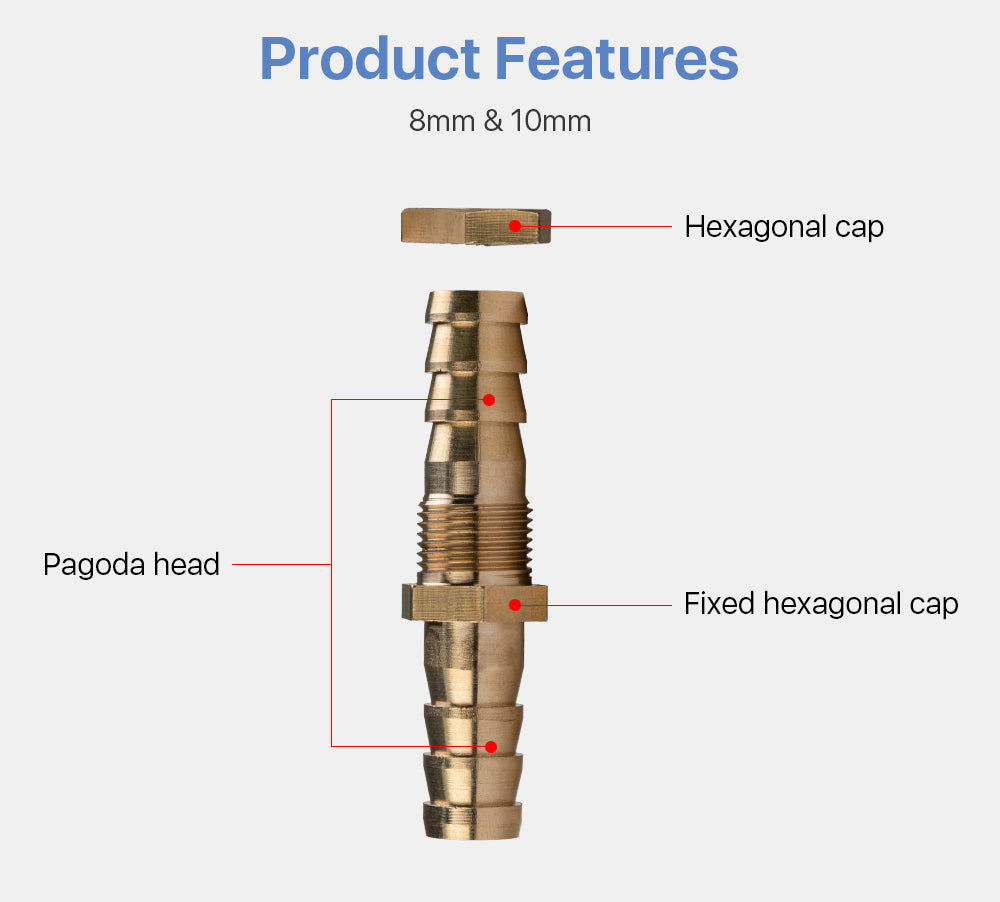 Pagoda Connector Head 8mm&10mm For Water Flow Switch