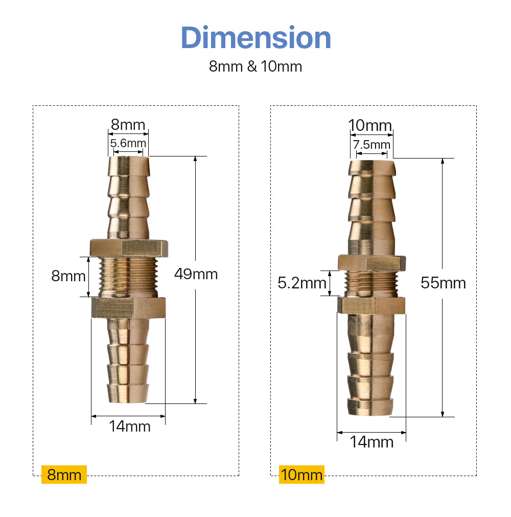 Pagoda Connector Head 8mm&10mm For Water Flow Switch