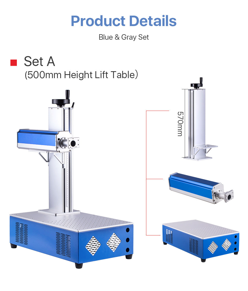 Raylasers Fiber Laser Cabinet Portable Marking Housing Set 500/800mm Auto-Lift for DIY 1064nm Fiber Marking Installation