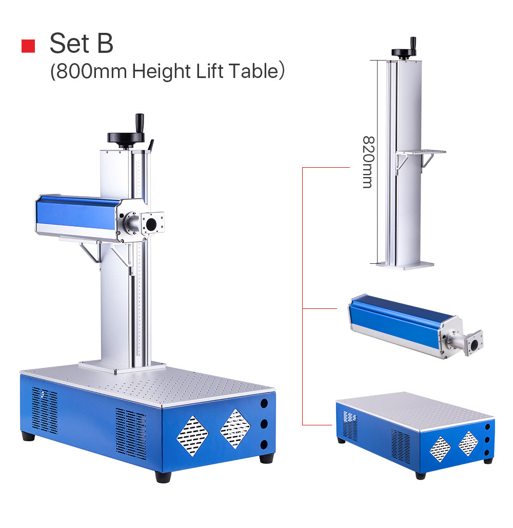 Raylasers Fiber Laser Cabinet Portable Marking Housing Set 500/800mm Auto-Lift for DIY 1064nm Fiber Marking Installation