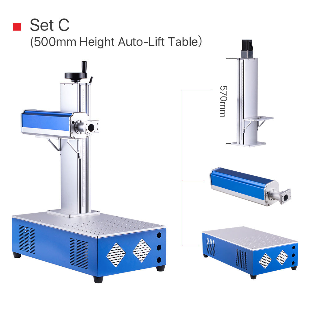 Raylasers Fiber Laser Cabinet Portable Marking Housing Set 500/800mm Auto-Lift for DIY 1064nm Fiber Marking Installation