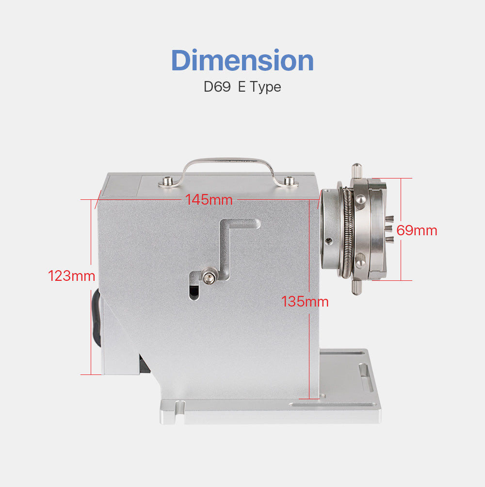 Rotary Attachment Diameter 69mm with Nema23 Motor DM542S Driver for Cuboid Objects Circular Fiber Marking Machine